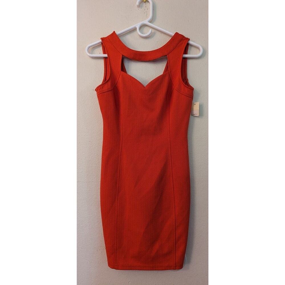 Katia Size Small Women's Bright Orange Bodycon 100% Polyester Dress Mini 4122